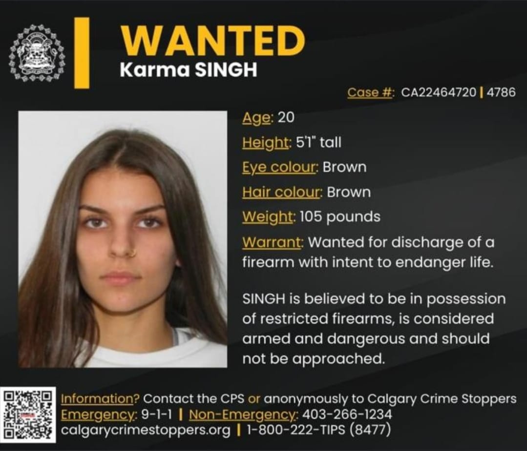 GIRL GONE BAD: Calgary Police Searching For Karma Singh Wanted For Road Rage Shooting
