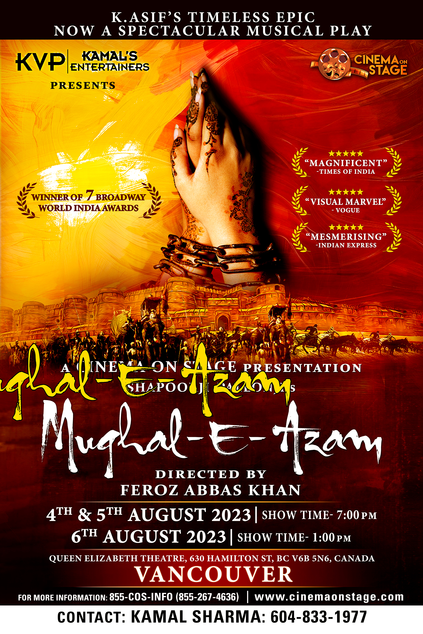 Is Vancouver Ready For Dazzling Mughal-E-Azam The Musical On August 4-6th