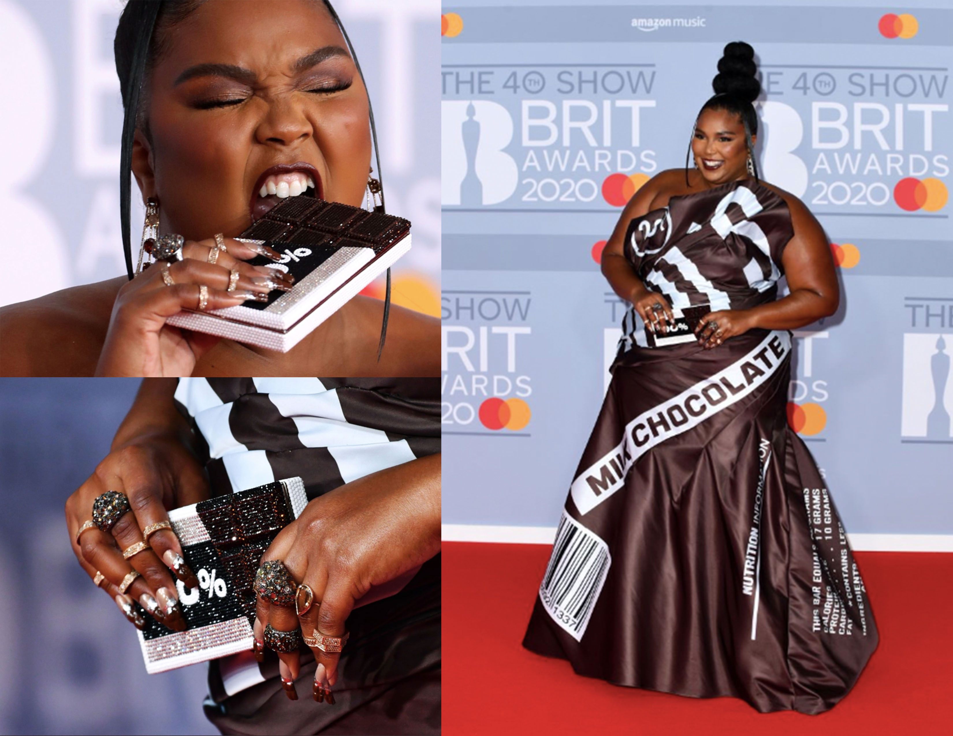 SNACKABLE: Lizzo Literally Looked Like A Hershey Bar At The Brit Awards 2020