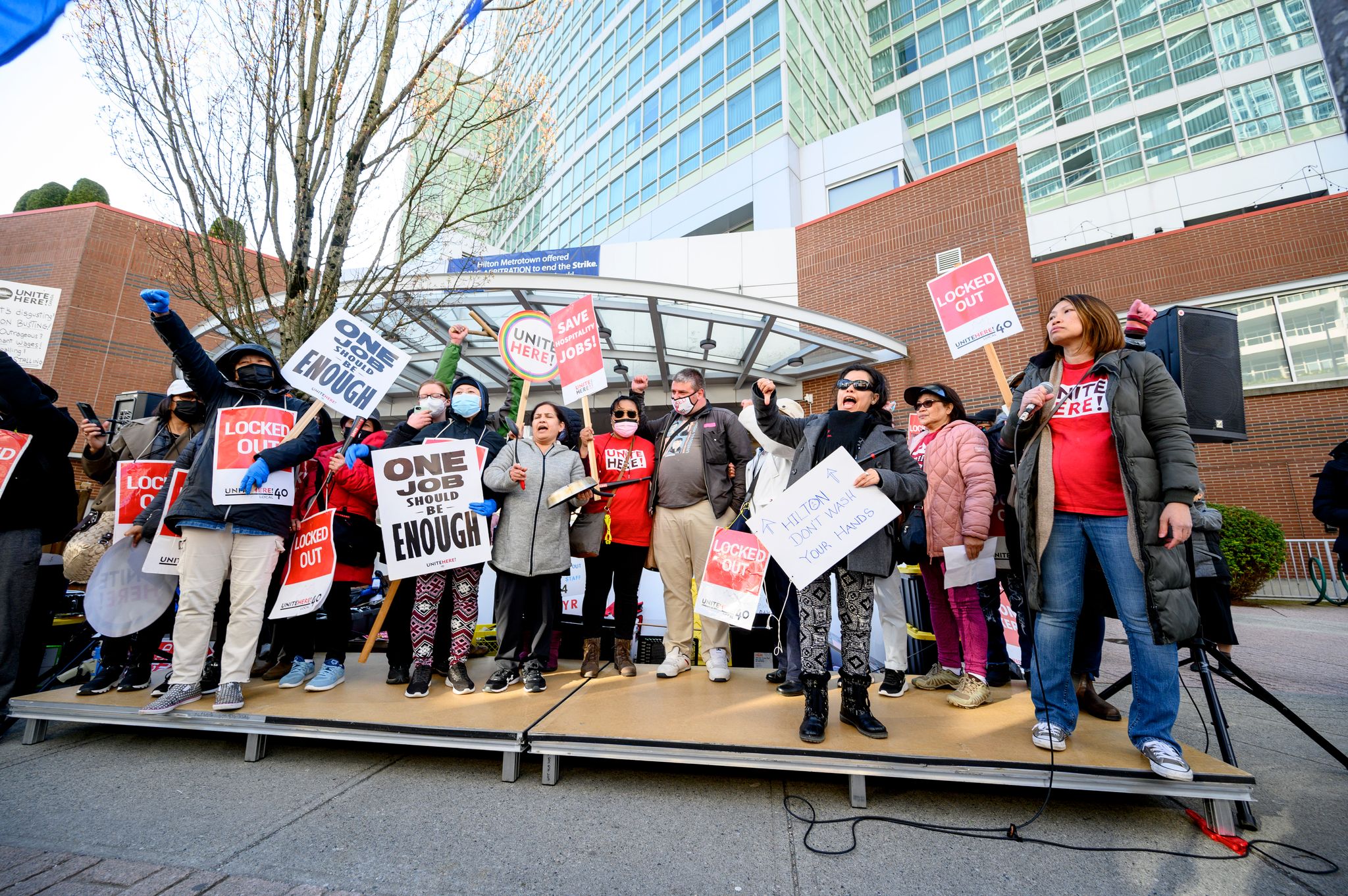Trade unions And Community Activists Support Locked Out Hilton Metrotown Workers