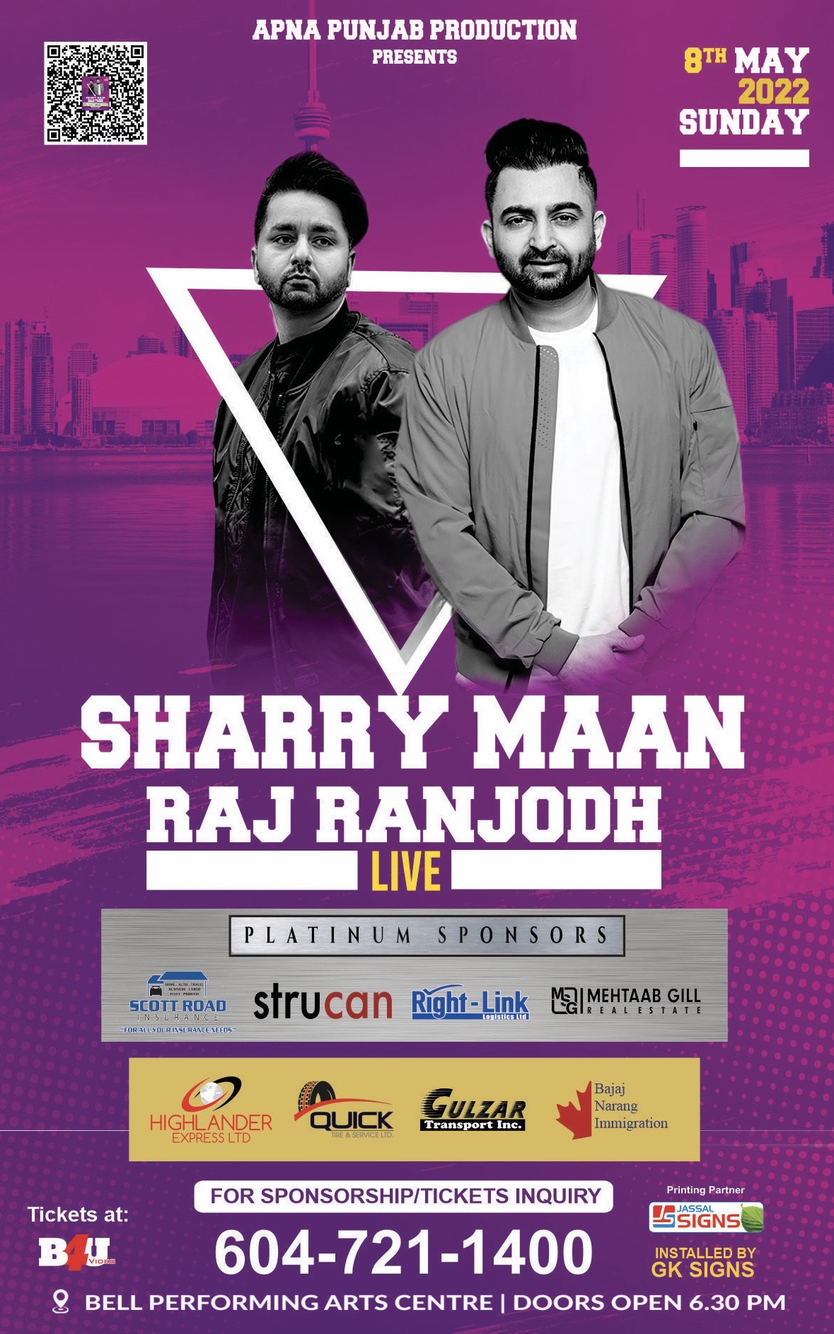 PUNJABI CONCERTS GALORE: Sharry Mann To Perform At Surrey’s Bell Centre On May 8